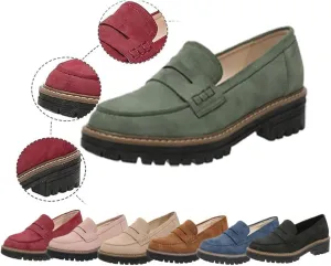 Womens Loafers Shoes Platform Chunky Penny Loafer Lug Sole Comfortable Slip On Work Office Business Casual Dress Shoes, Comfort Orthopedic Shoes, Womens Round Toe Walking Shoe