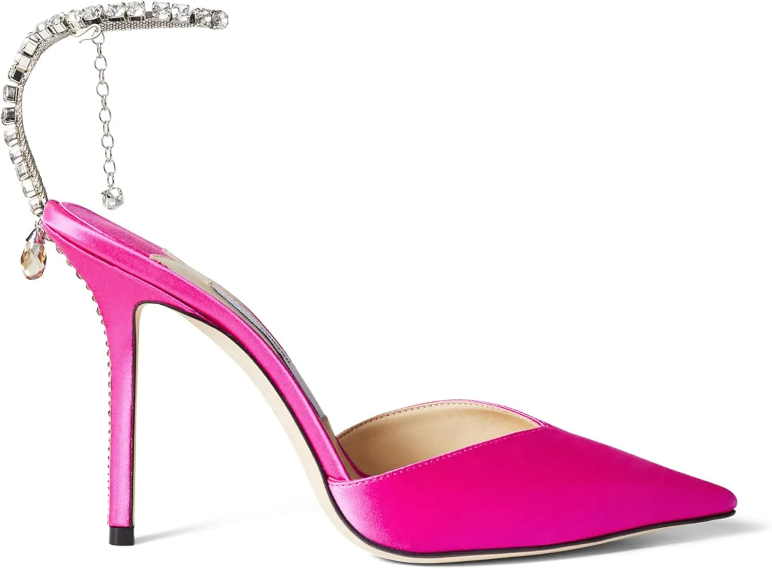 Women’s Pointed Toe Heels Sparkling Crystal Ankle Strap Heeled Sandals Wedding Stiletto Heel Satin Dressy Party Shoes