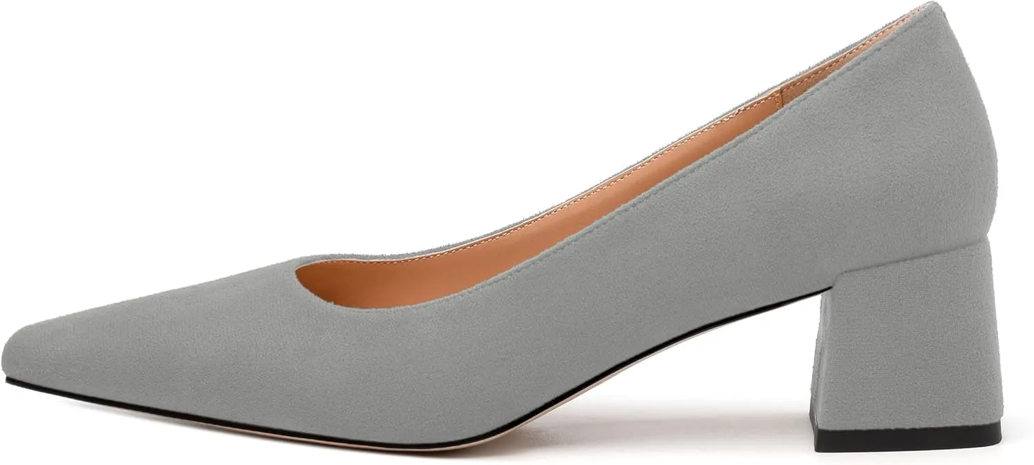 Women’s Pumps, Chunky Low Block Heels Square Closed Toe Dress Pumps Shoes for Women