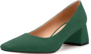 Women’s Pumps, Chunky Low Block Heels Square Closed Toe Dress Pumps Shoes for Women