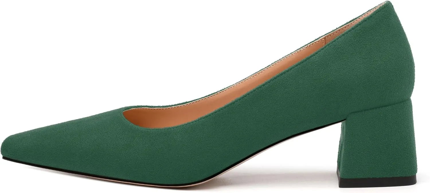 Women’s Pumps, Chunky Low Block Heels Square Closed Toe Dress Pumps Shoes for Women