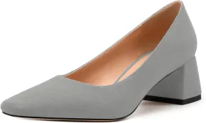 Women’s Pumps, Chunky Low Block Heels Square Closed Toe Dress Pumps Shoes for Women