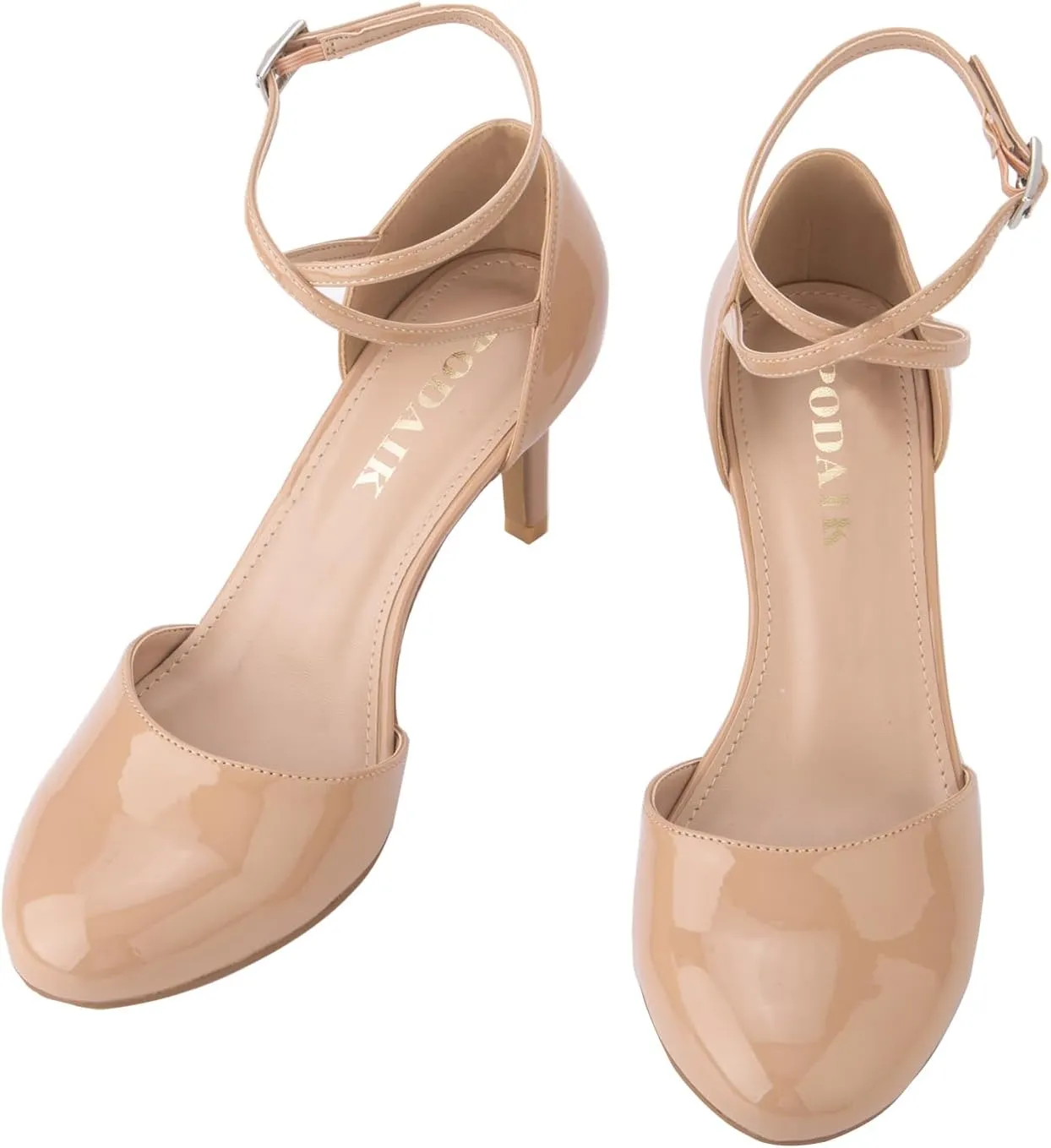 Women's Pumps Round Toe Ankle Strap Stiletto Heels Wedding Party Dressy Shoes