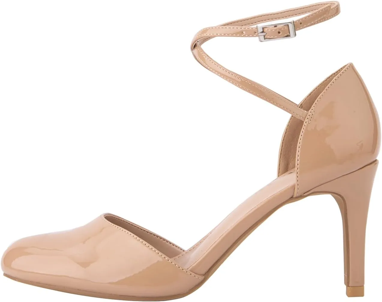 Women's Pumps Round Toe Ankle Strap Stiletto Heels Wedding Party Dressy Shoes