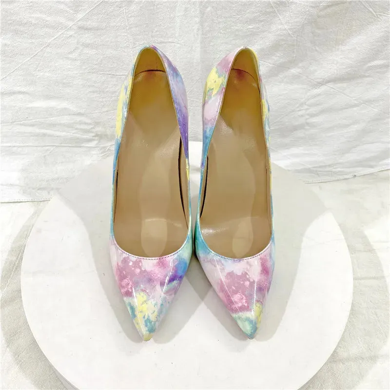 Women's  rainbow sexy  fashionable narrow pointed Shylock high heels