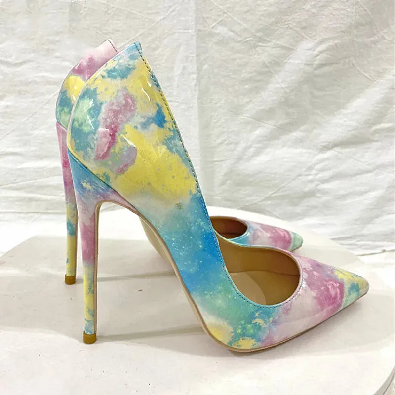 Women's  rainbow sexy  fashionable narrow pointed Shylock high heels