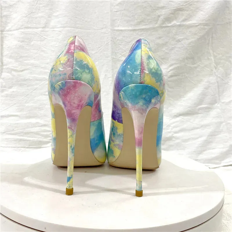 Women's  rainbow sexy  fashionable narrow pointed Shylock high heels