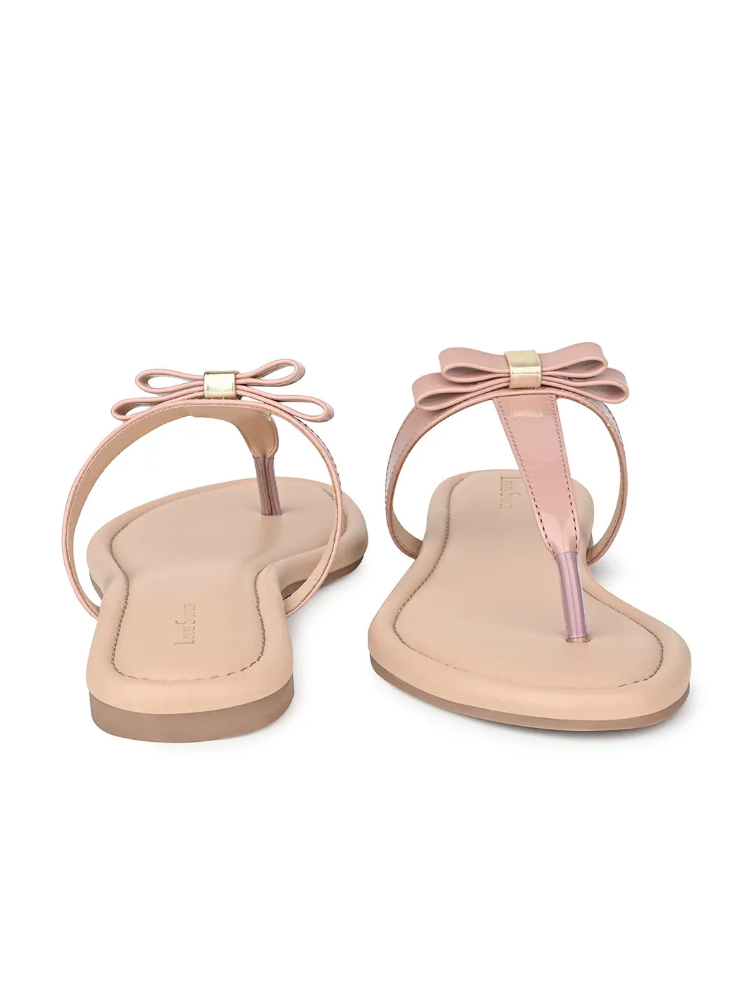 Women's Slip-On Peach Pink T-Strap Lightweight Sandals
