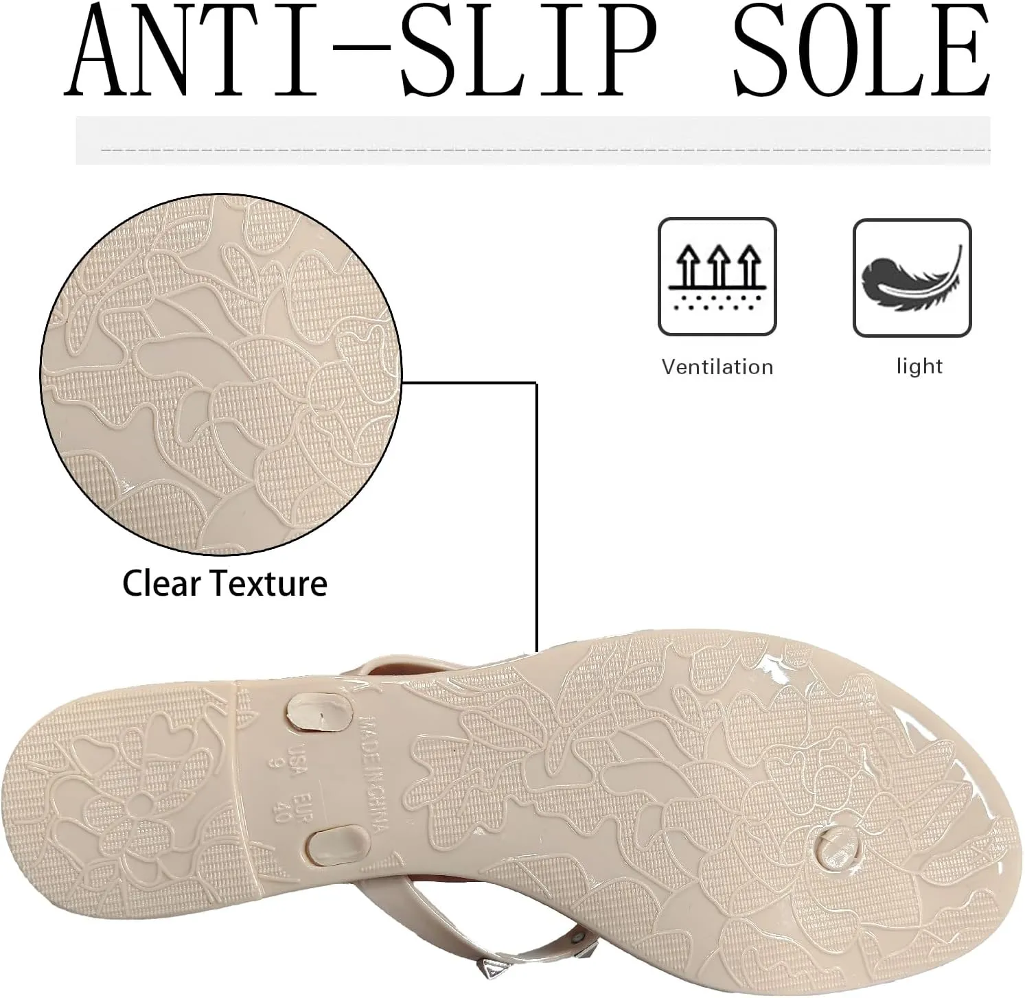 Women's Studded Bow Jelly Flat Flip Flops Fashion Comfort Open Round Toe Slip On Thong Slipper Sandals With Rivets for Summer Outdoor Beach Pool