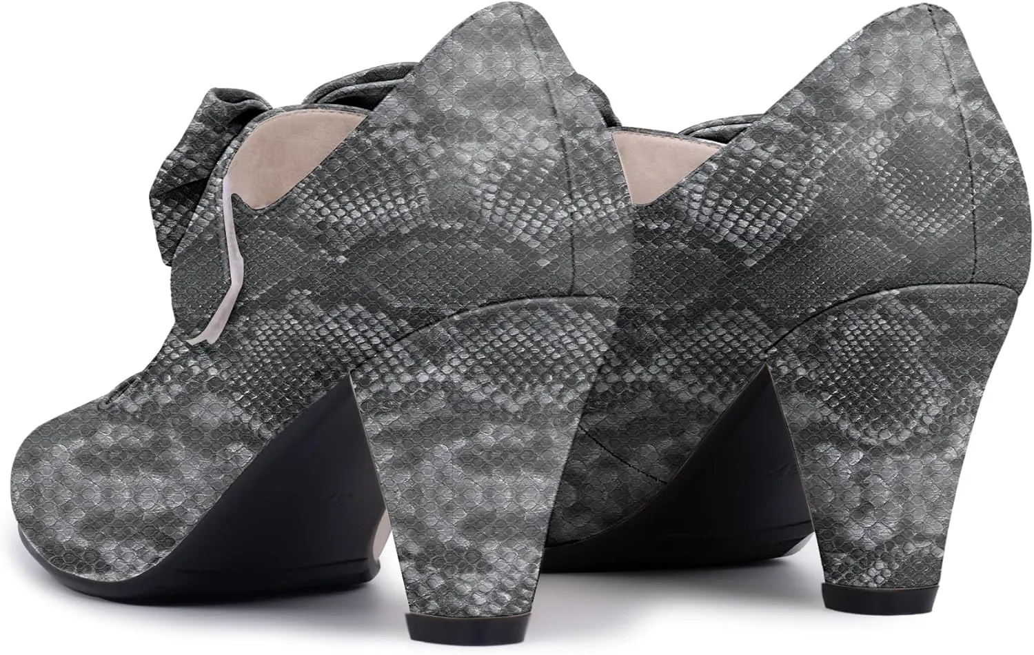 Women's Vintage Bow Round Toe Block High Heel Ankle Strap Cute Mary Janes Pumps