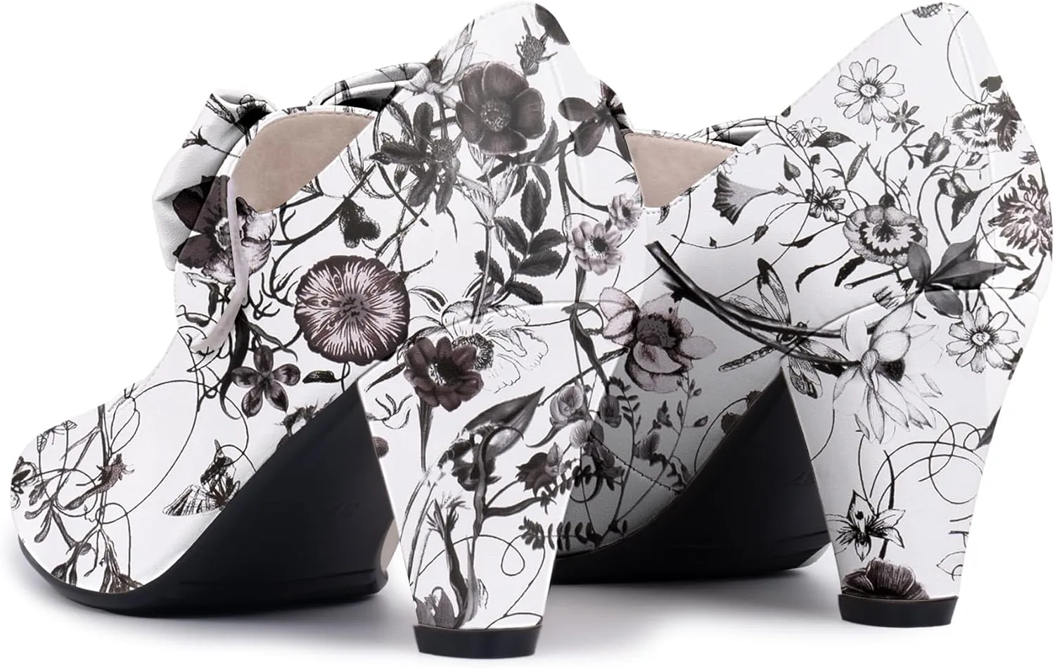 Women's Vintage Bow Round Toe Block High Heel Ankle Strap Cute Mary Janes Pumps