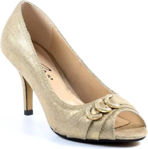 Womens/Ladies Lyla Peep Toe Court Shoes (8) (Gold)