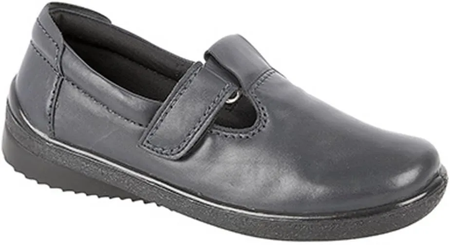 Womens/Ladies Softie Leather T-Bar Leisure Shoes