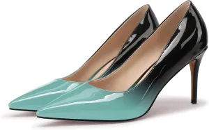 XINIUNIU High Heels for Women Pumps Gradient Patent Leather 3.25 inches 8CM Formal Sexy Fashion Stiletto Dress Wedding Shoes Pointed Toe