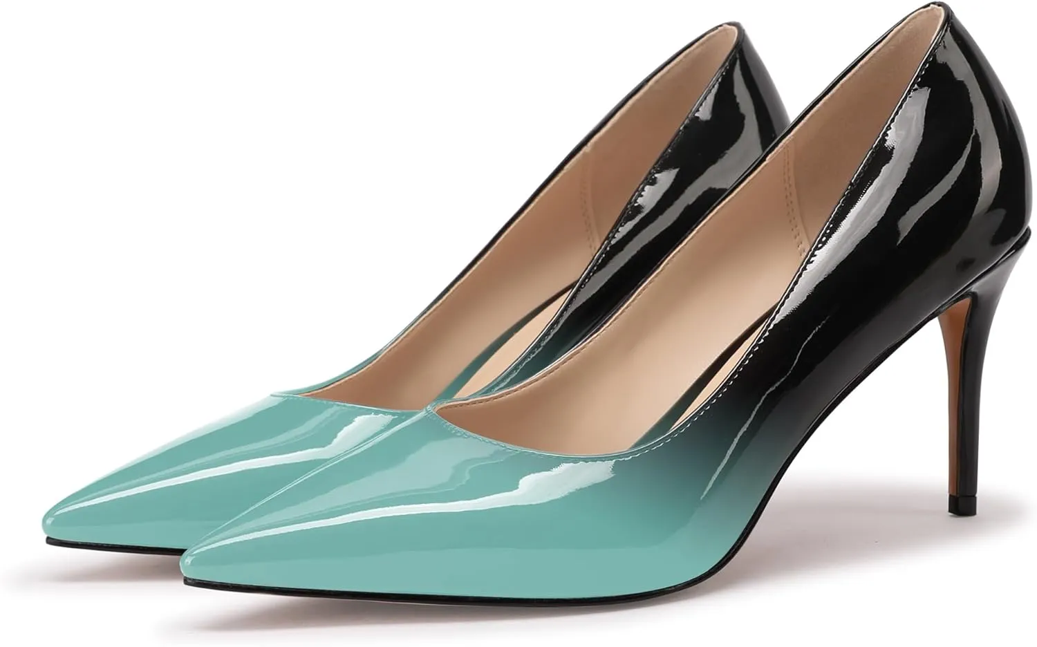 XINIUNIU High Heels for Women Pumps Gradient Patent Leather 3.25 inches 8CM Formal Sexy Fashion Stiletto Dress Wedding Shoes Pointed Toe