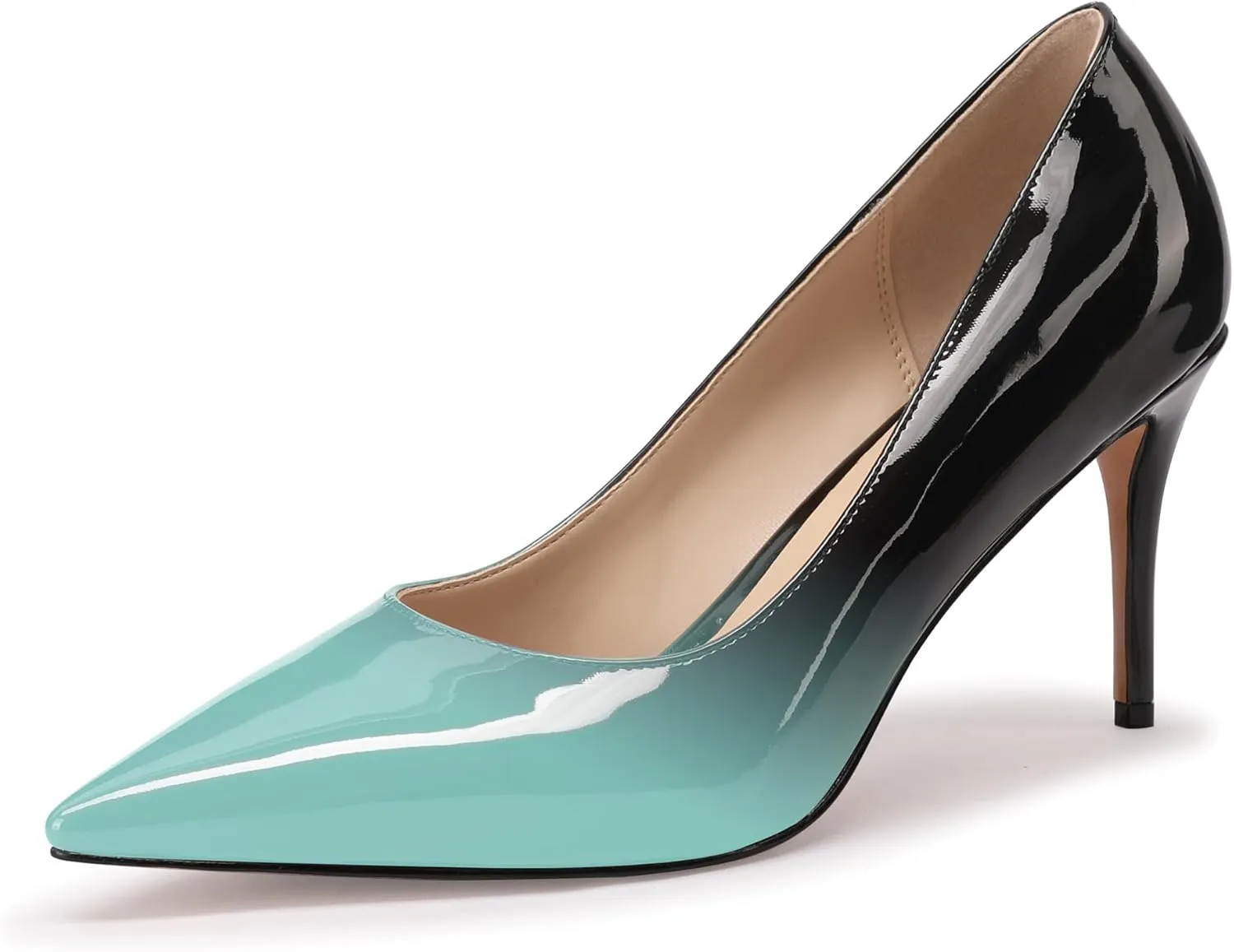 XINIUNIU High Heels for Women Pumps Gradient Patent Leather 3.25 inches 8CM Formal Sexy Fashion Stiletto Dress Wedding Shoes Pointed Toe