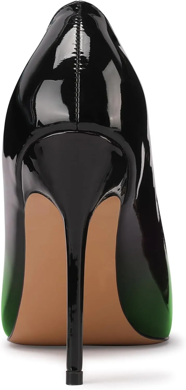 XINIUNIU High Heels for Women Pumps Gradient Patent Leather 4 inches 10CM Formal Shoes Sexy Fashion Stiletto Dress Shoes Wedding Shoes Pointed Toe