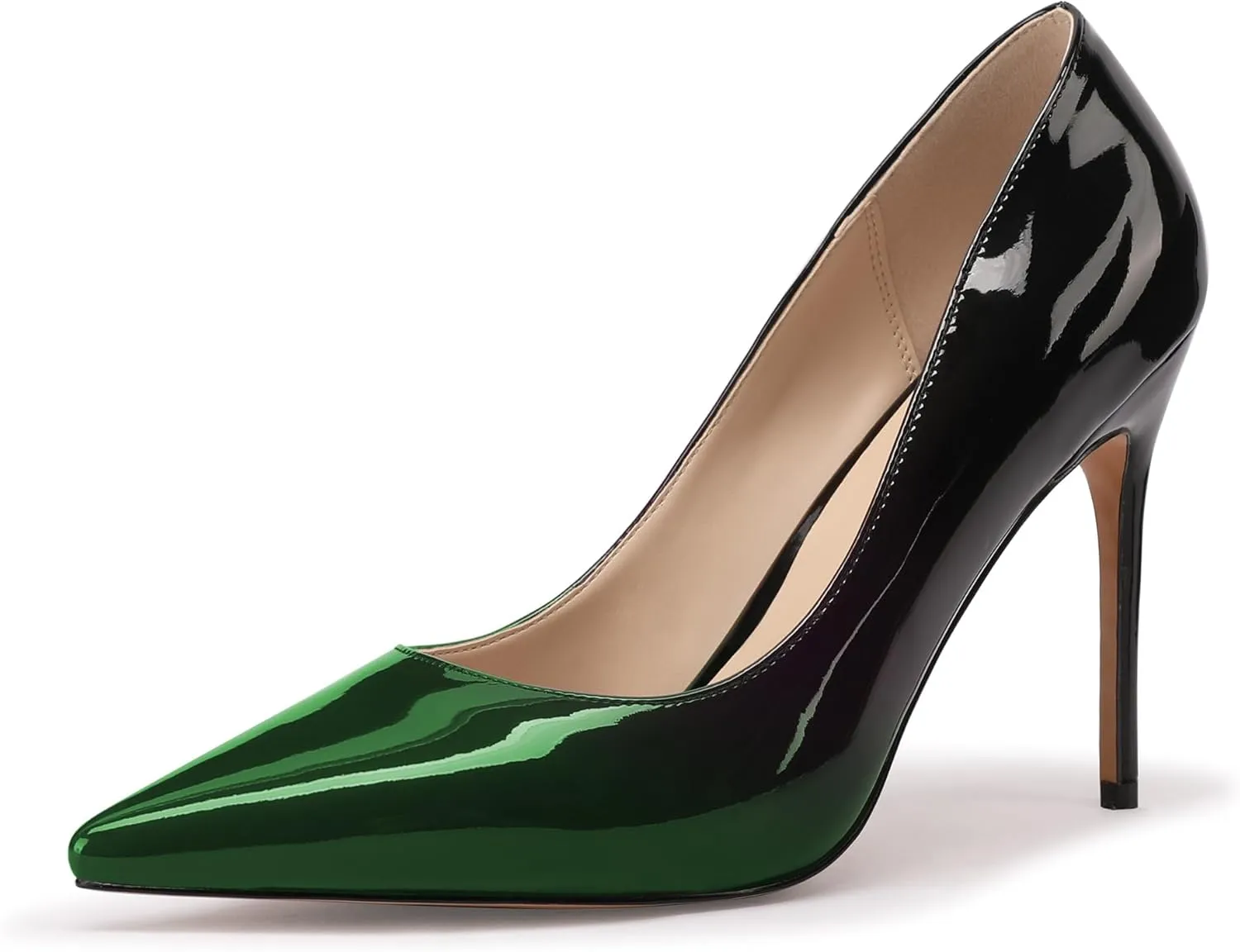 XINIUNIU High Heels for Women Pumps Gradient Patent Leather 4 inches 10CM Formal Shoes Sexy Fashion Stiletto Dress Shoes Wedding Shoes Pointed Toe