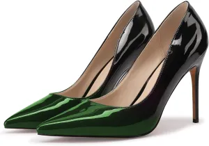XINIUNIU High Heels for Women Pumps Gradient Patent Leather 4 inches 10CM Formal Shoes Sexy Fashion Stiletto Dress Shoes Wedding Shoes Pointed Toe