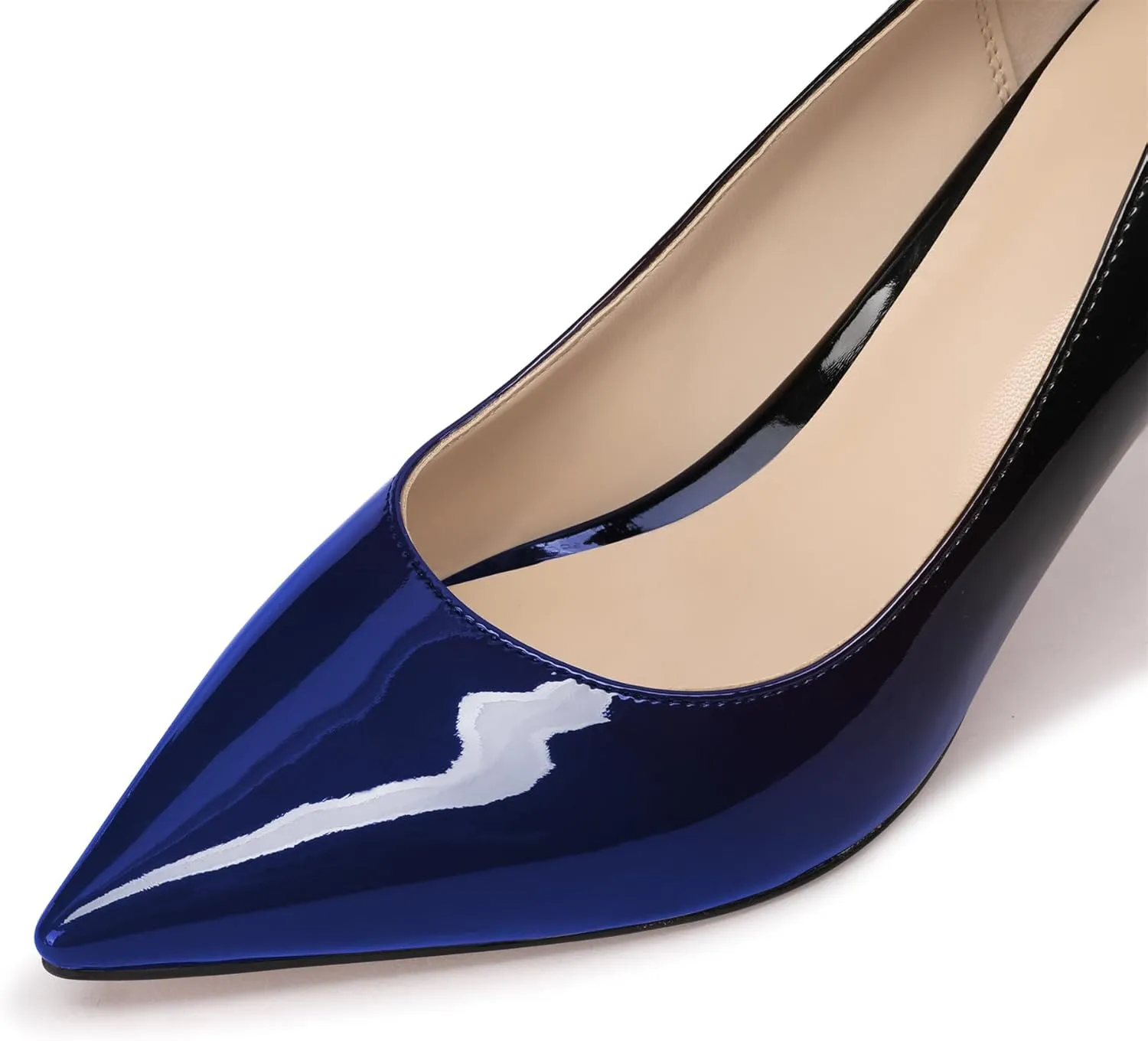 XINIUNIU Kitten Heels for Women Pumps Gradient Patent Leather 2.25 inches 6CM Formal Shoes Sexy Fashion Stiletto Dress Shoes Wedding Shoes Pointed Toe