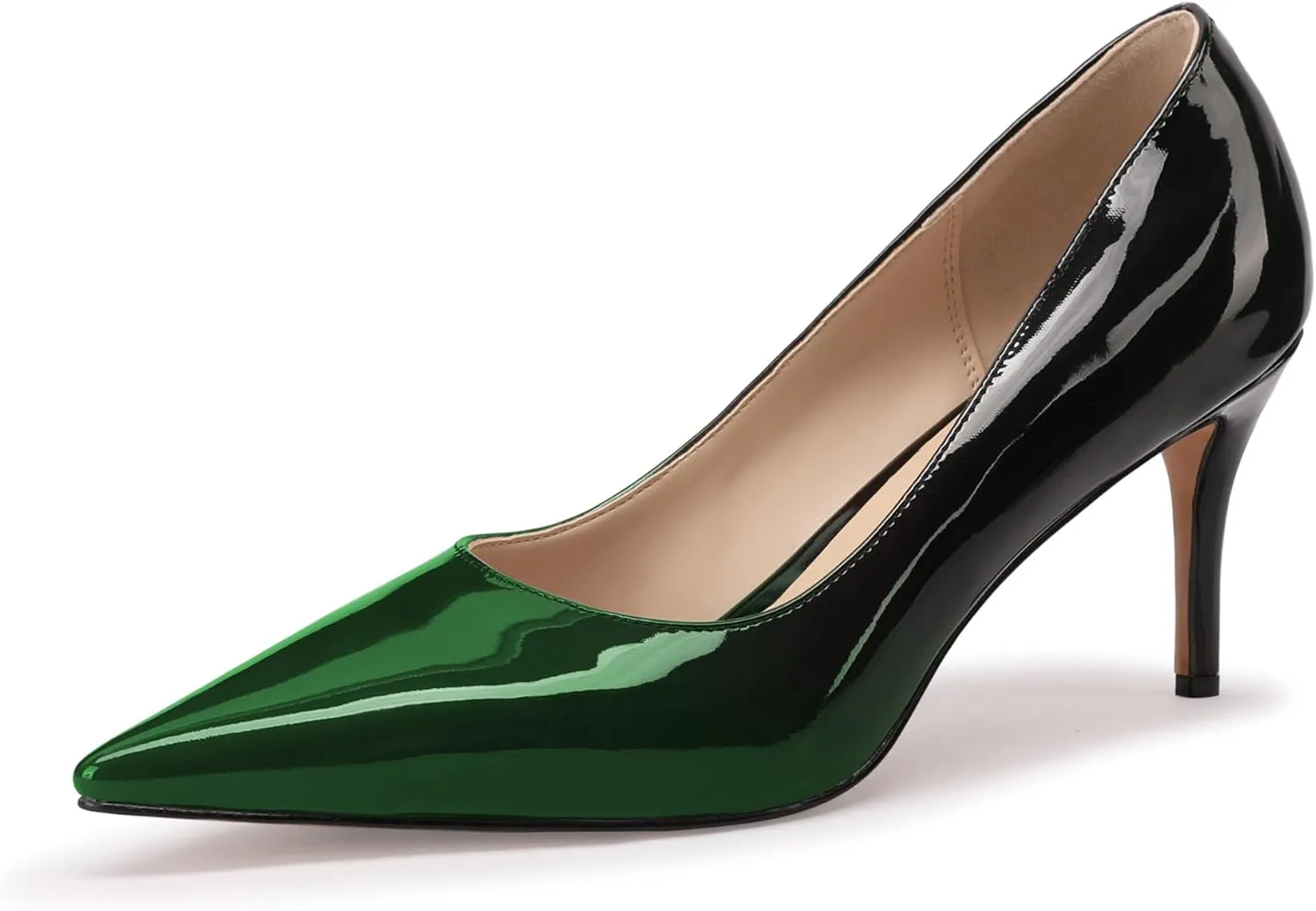 XINIUNIU Kitten Heels for Women Pumps Gradient Patent Leather 2.25 inches 6CM Formal Shoes Sexy Fashion Stiletto Dress Shoes Wedding Shoes Pointed Toe
