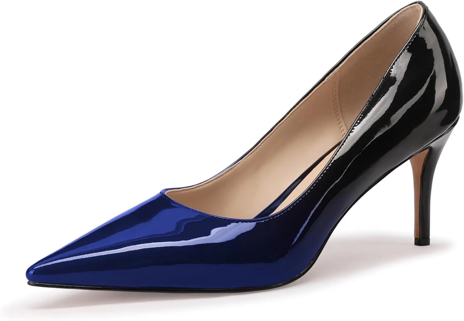 XINIUNIU Kitten Heels for Women Pumps Gradient Patent Leather 2.25 inches 6CM Formal Shoes Sexy Fashion Stiletto Dress Shoes Wedding Shoes Pointed Toe