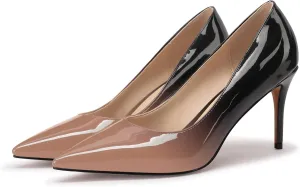 XINIUNIU Women's Red Classic Solid Gradient Patent Leather 3.25 inches 8CM Formal Sexy Fashion Stiletto Dress Shoes Wedding Shoes Pointed Toe Pumps