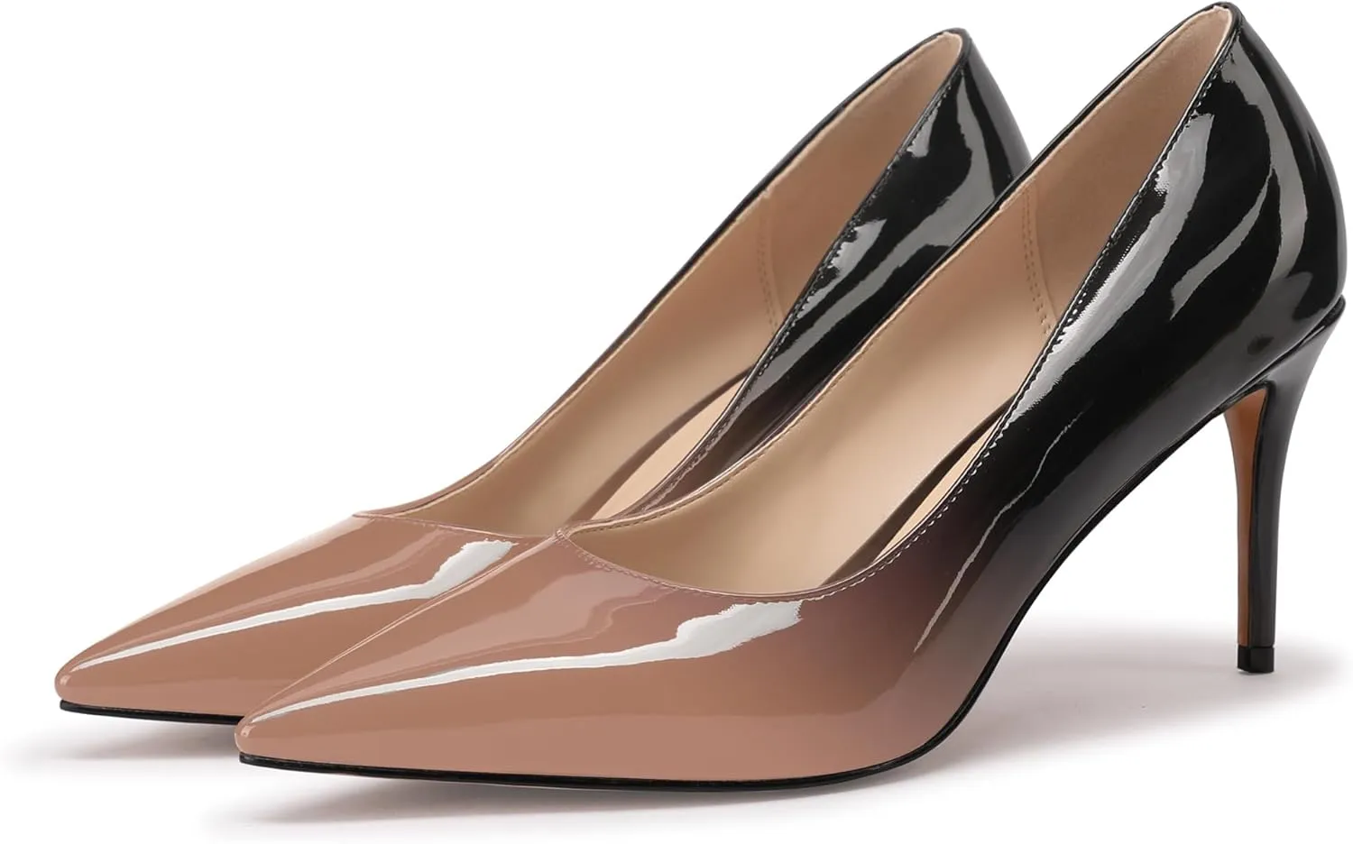 XINIUNIU Women's Red Classic Solid Gradient Patent Leather 3.25 inches 8CM Formal Sexy Fashion Stiletto Dress Shoes Wedding Shoes Pointed Toe Pumps