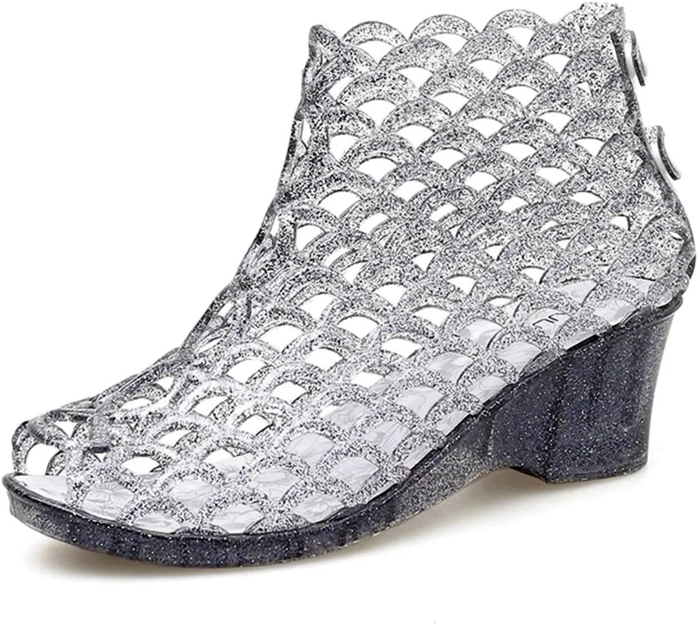 xsby Summer Style Summer Shoes Women Wedges Sandals High Heels Women Summer Shoes Glass Slipper Jelly Shoe