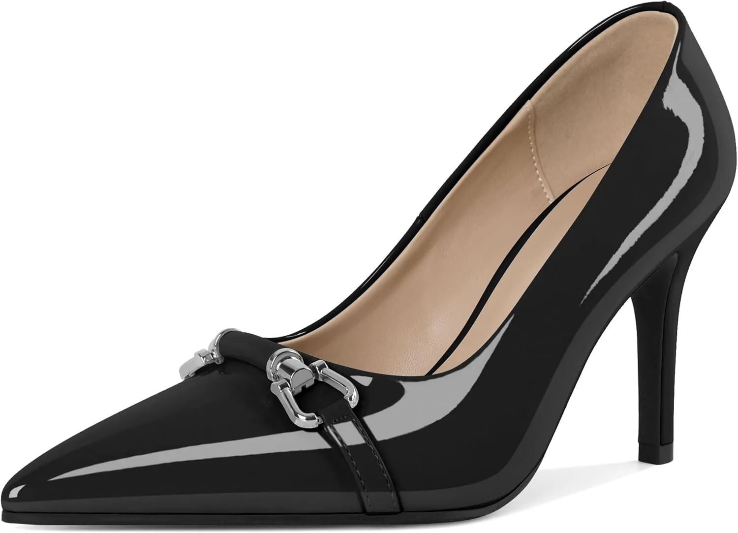 YODEKS Women Stiletto Heel Pumps Slip On 3.5 Inch Closed Pointed Toe Buckle Shoes Dress Parent Size 6-13