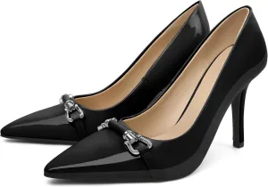 YODEKS Women Stiletto Heel Pumps Slip On 3.5 Inch Closed Pointed Toe Buckle Shoes Dress Parent Size 6-13