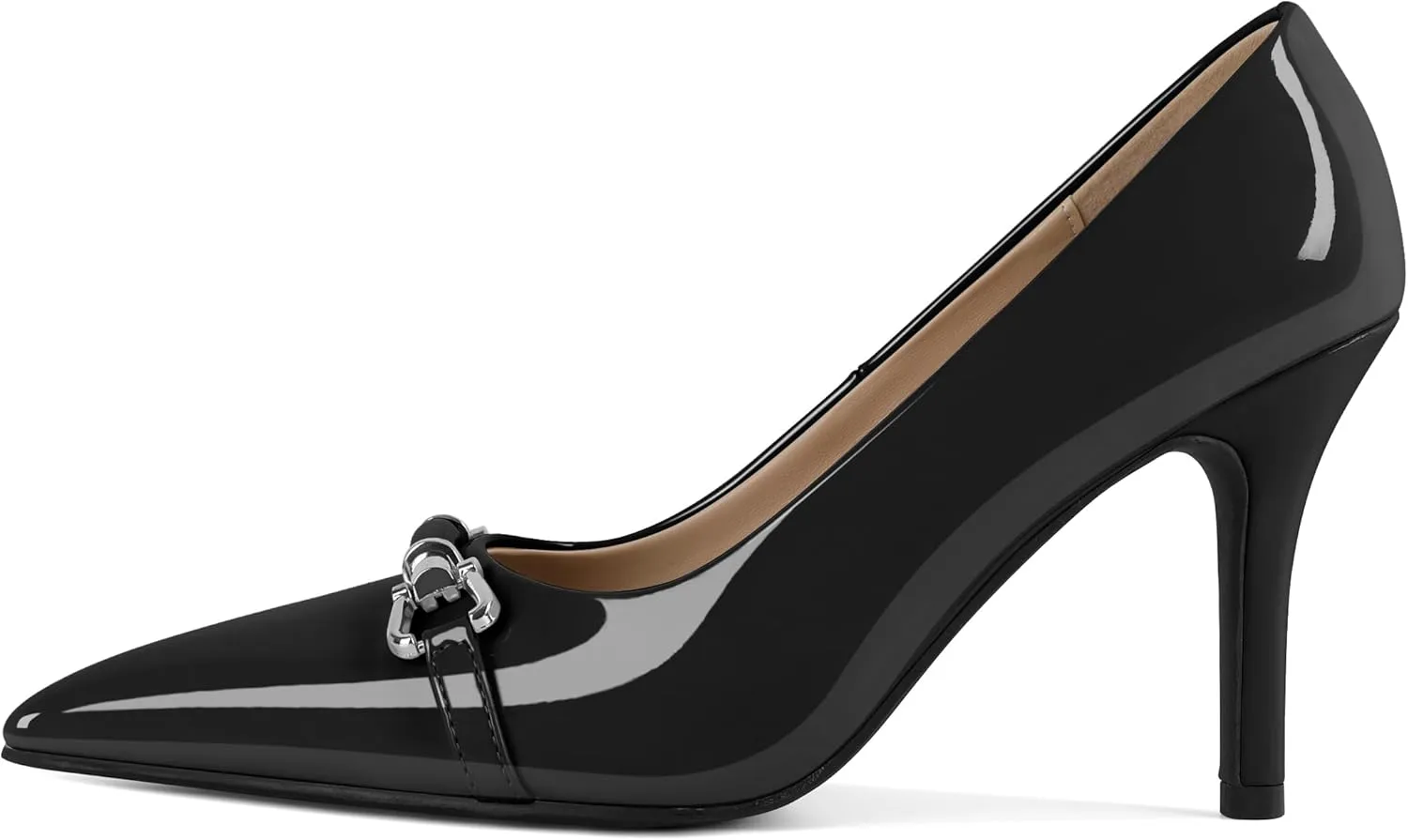 YODEKS Women Stiletto Heel Pumps Slip On 3.5 Inch Closed Pointed Toe Buckle Shoes Dress Parent Size 6-13