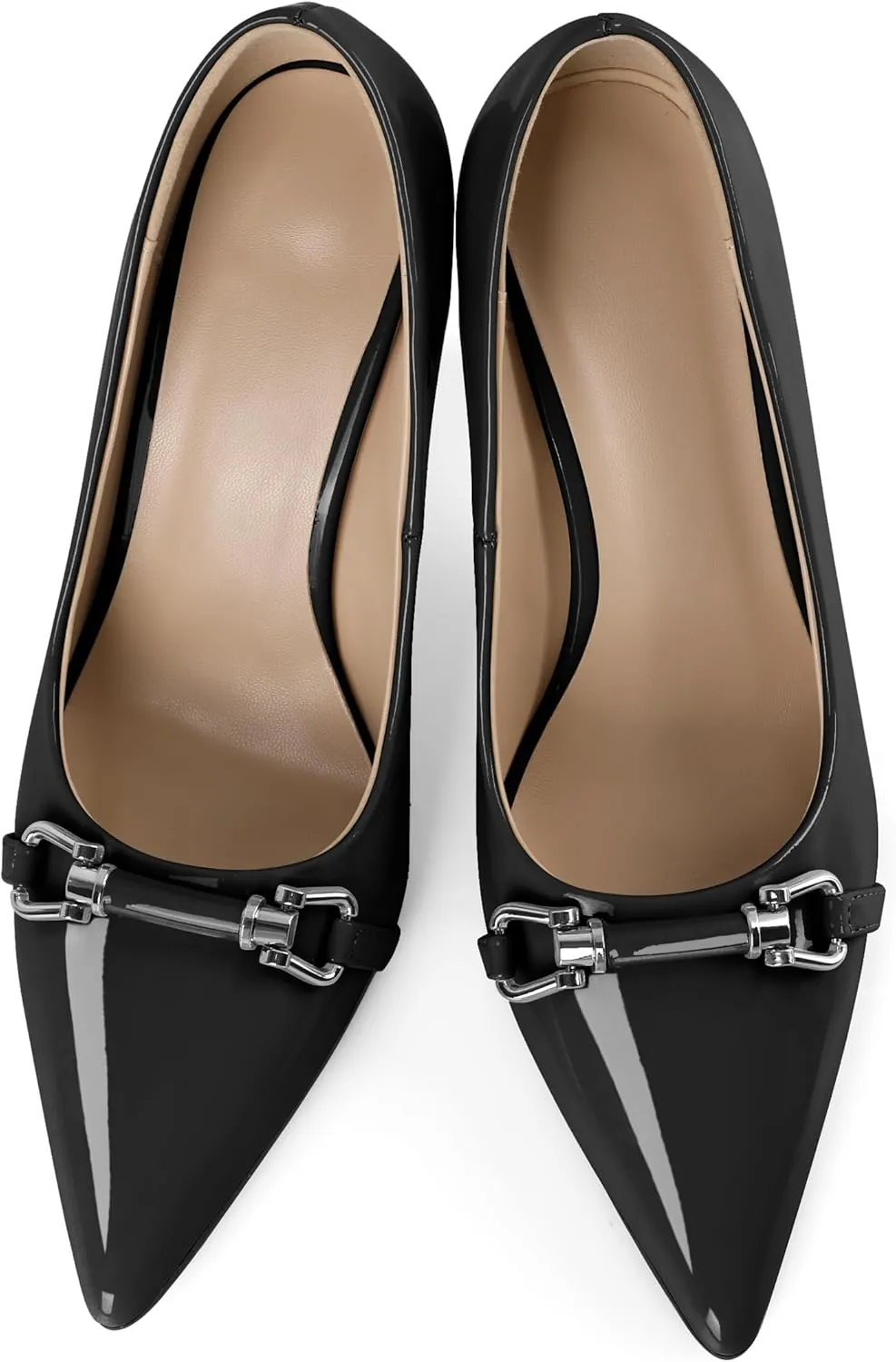 YODEKS Women Stiletto Heel Pumps Slip On 3.5 Inch Closed Pointed Toe Buckle Shoes Dress Parent Size 6-13