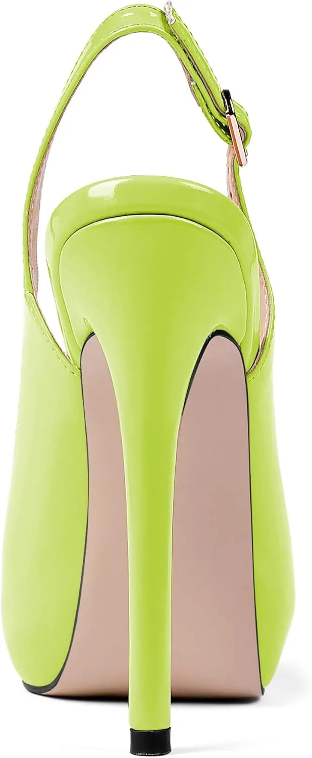 YODEKS Women's Peep Toe High Heel Slingback Pumps Platform Party Dress Shoes