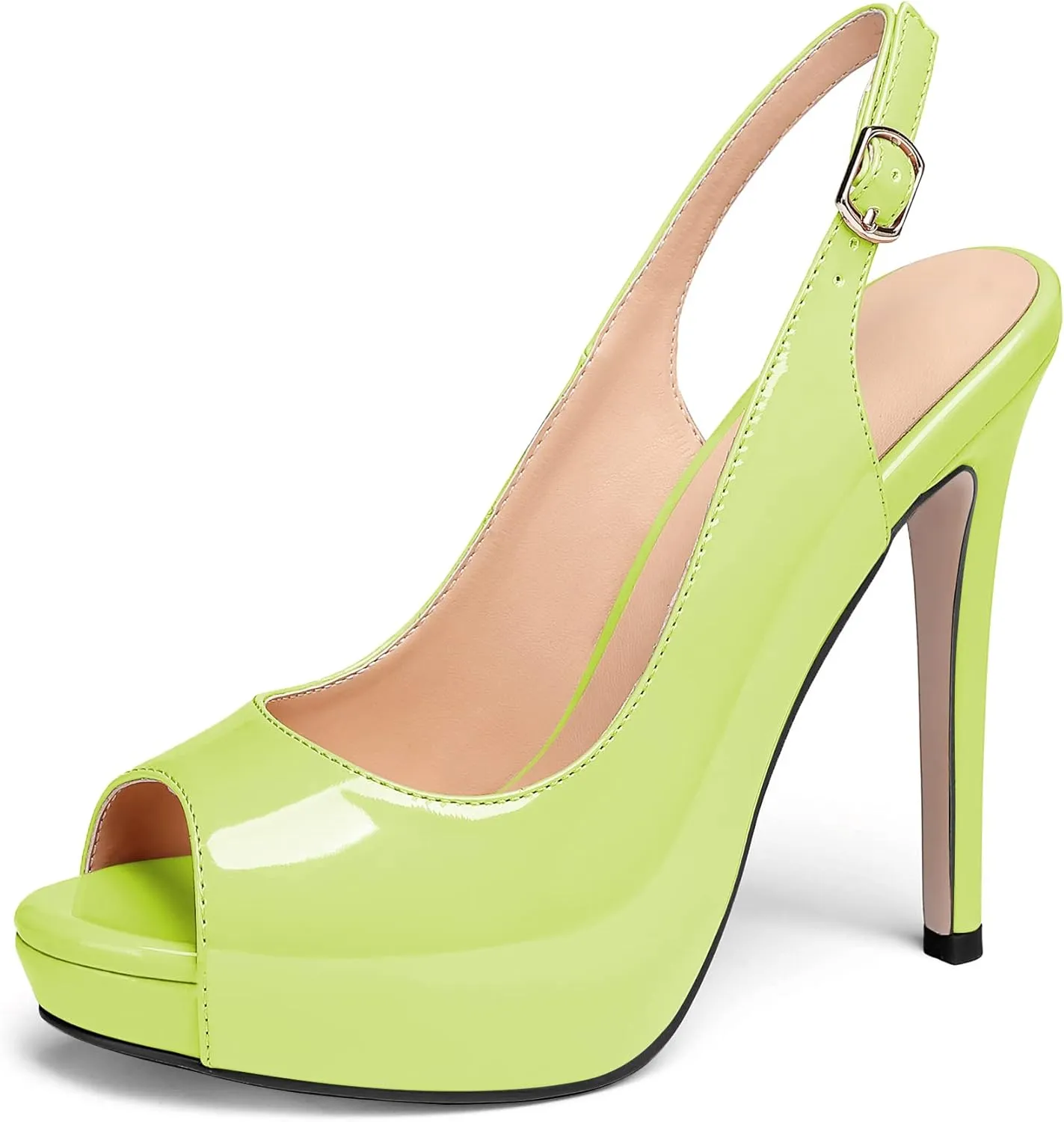 YODEKS Women's Peep Toe High Heel Slingback Pumps Platform Party Dress Shoes