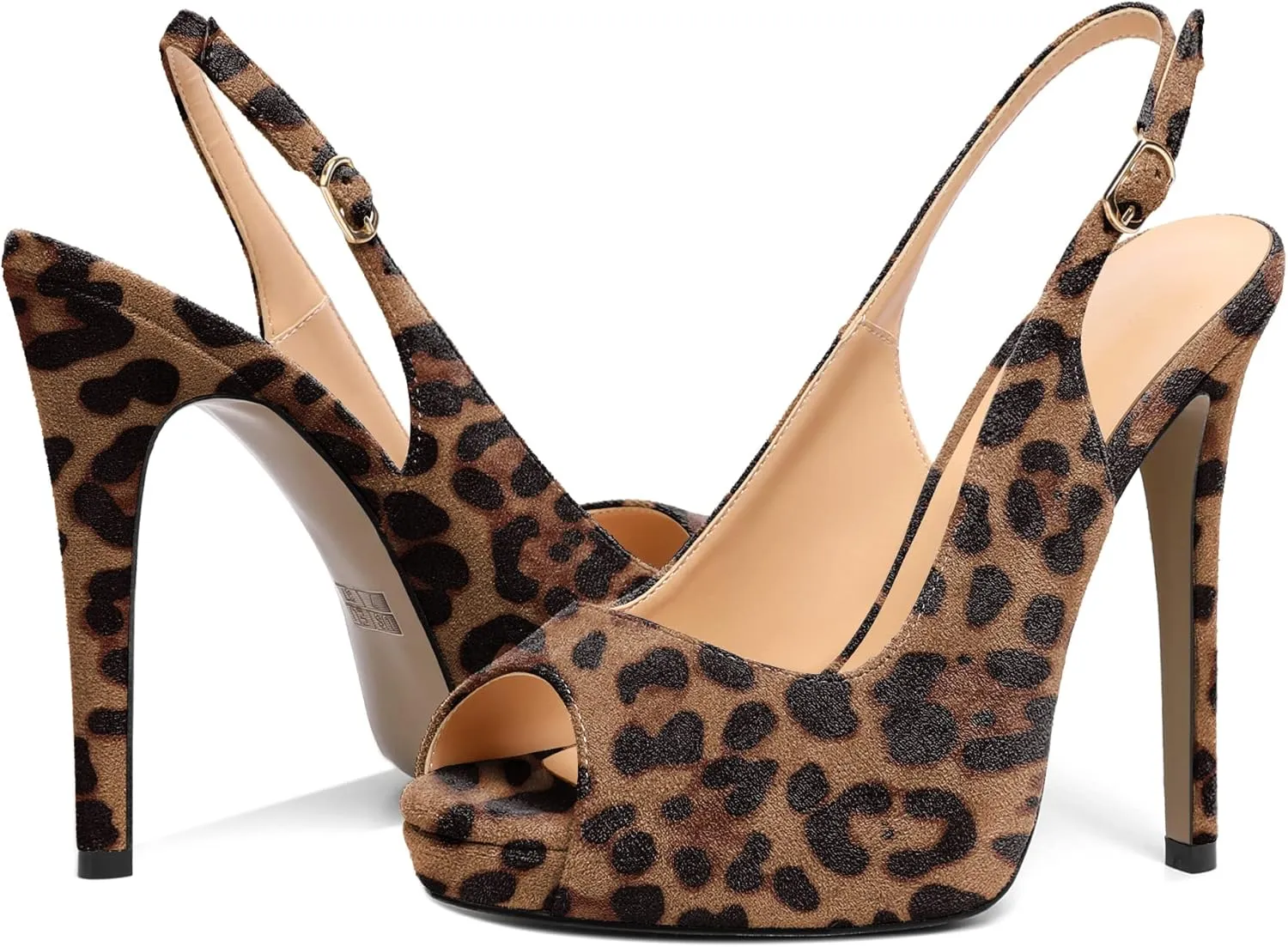 YODEKS Women's Peep Toe High Heel Slingback Pumps Platform Stiletto Heel Party Dress Shoes