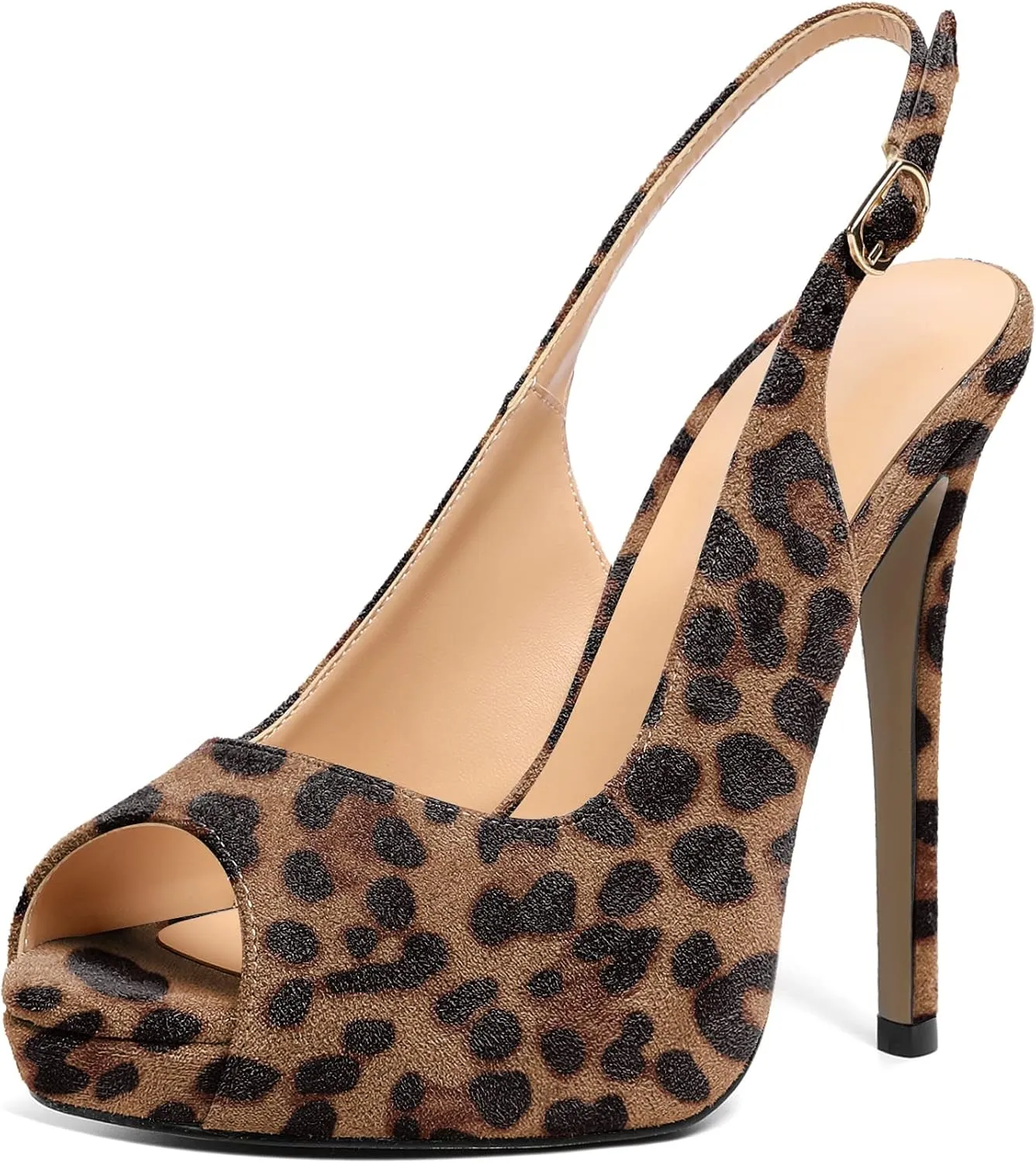 YODEKS Women's Peep Toe High Heel Slingback Pumps Platform Stiletto Heel Party Dress Shoes