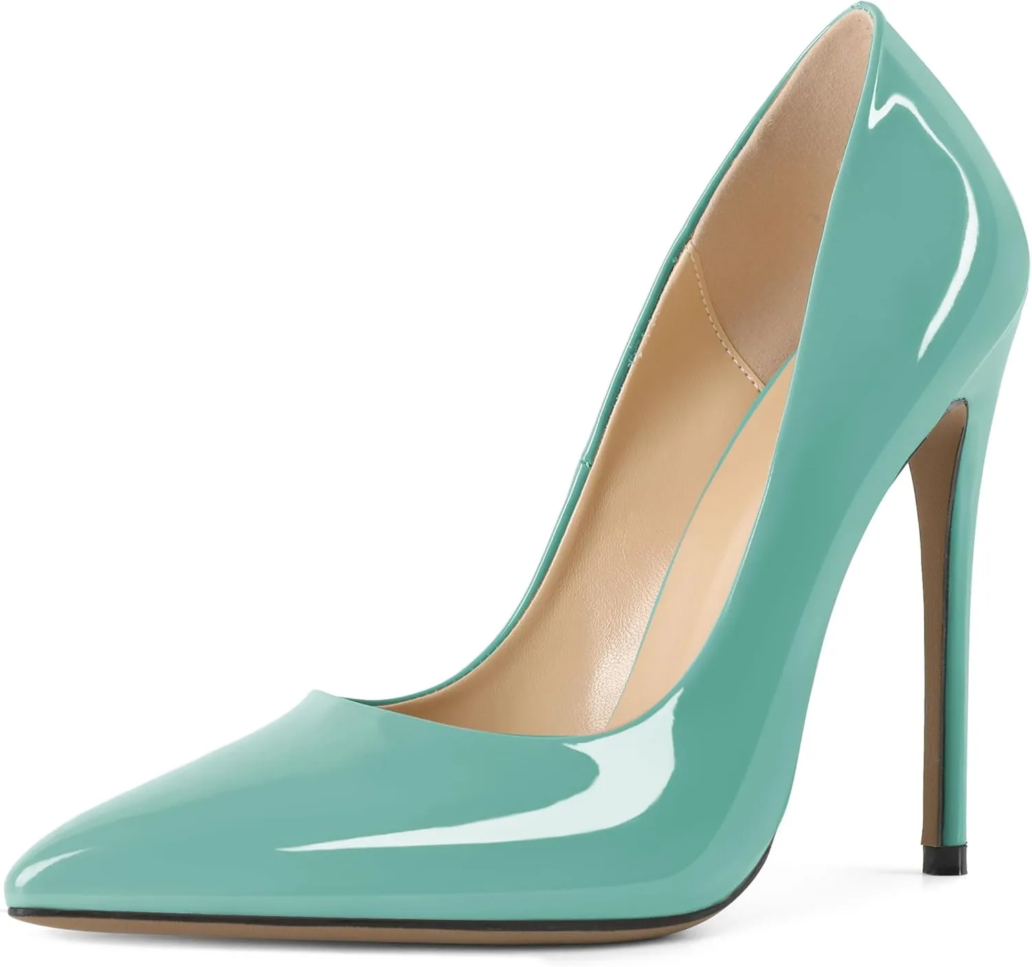YODEKS Womens Pointed Toe High Heels Slip On Stiletto Pumps Wedding Party Basic Shoes 12cm