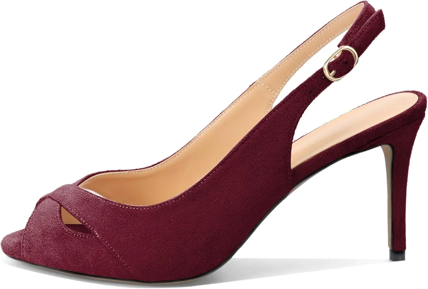 YODEKS Women's Slingback Heels Peep Toe Stiletto High Heel Pumps Sexy Wedding Party Casual 3.5 Inch Dress Shoes
