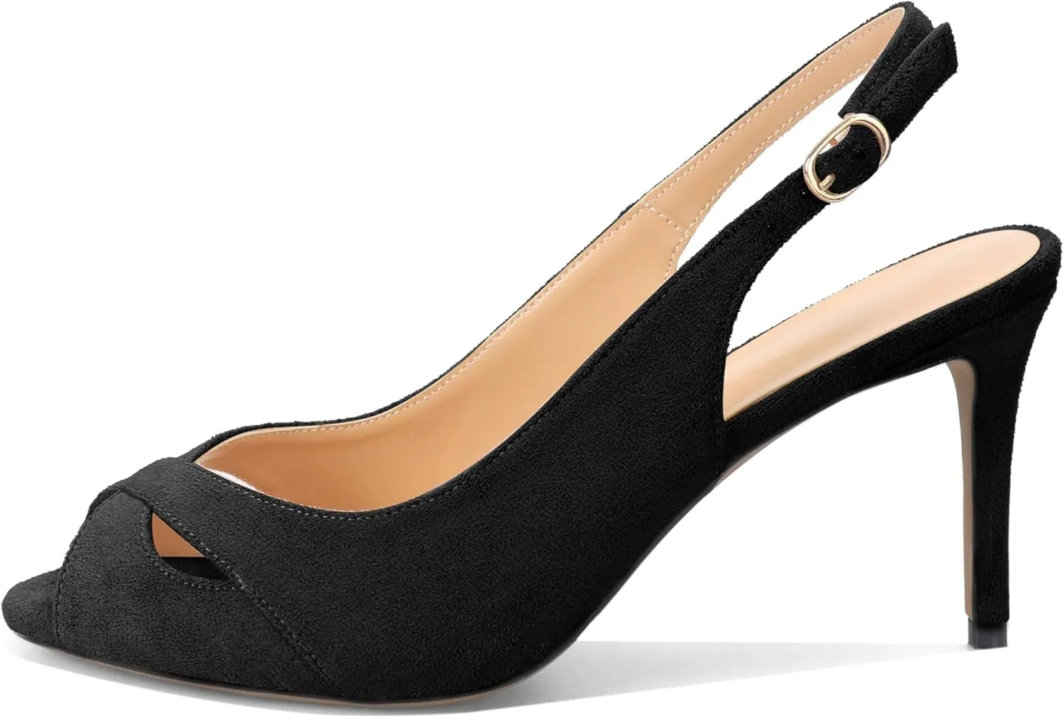 YODEKS Women's Slingback Heels Peep Toe Stiletto High Heel Pumps Sexy Wedding Party Casual 3.5 Inch Dress Shoes