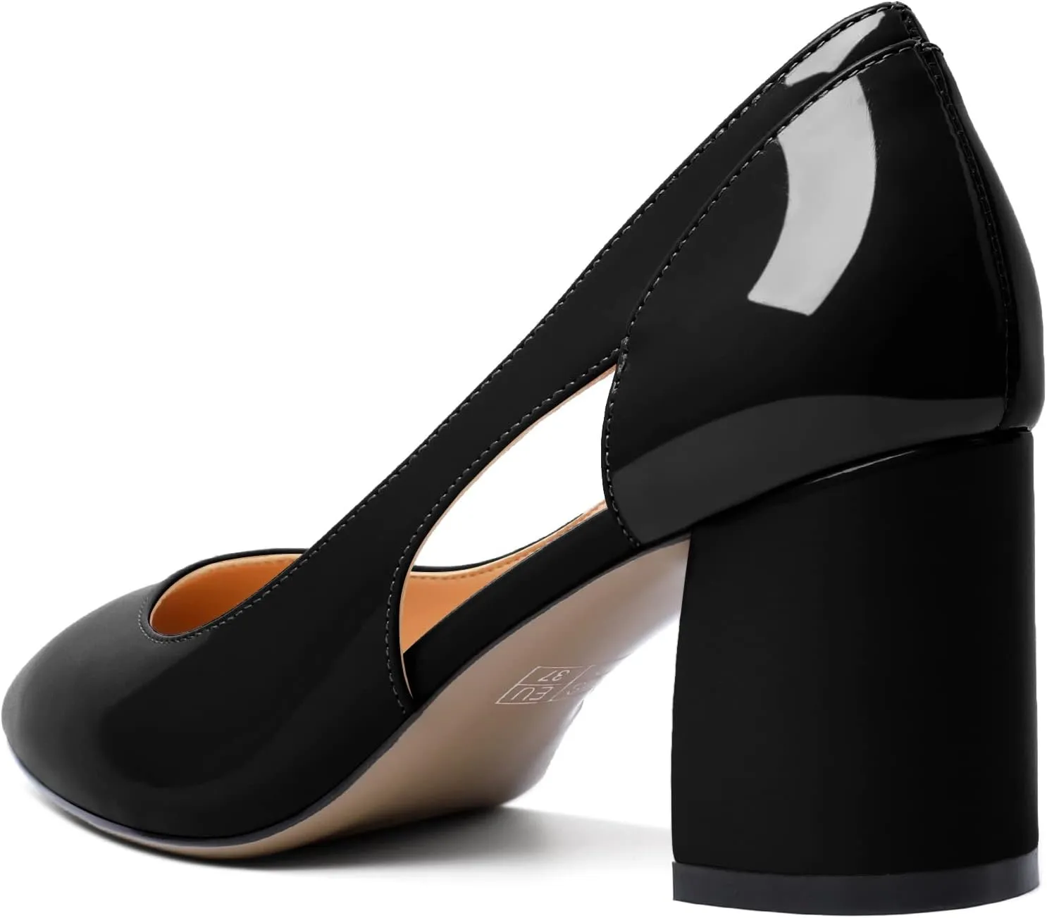Zamikoo Women's Mid Block Heel Pumps, Pointed Toe Slip On Cutout Chunky Heels Ladies Office Event Party Dress Shoes 2.5 Inches